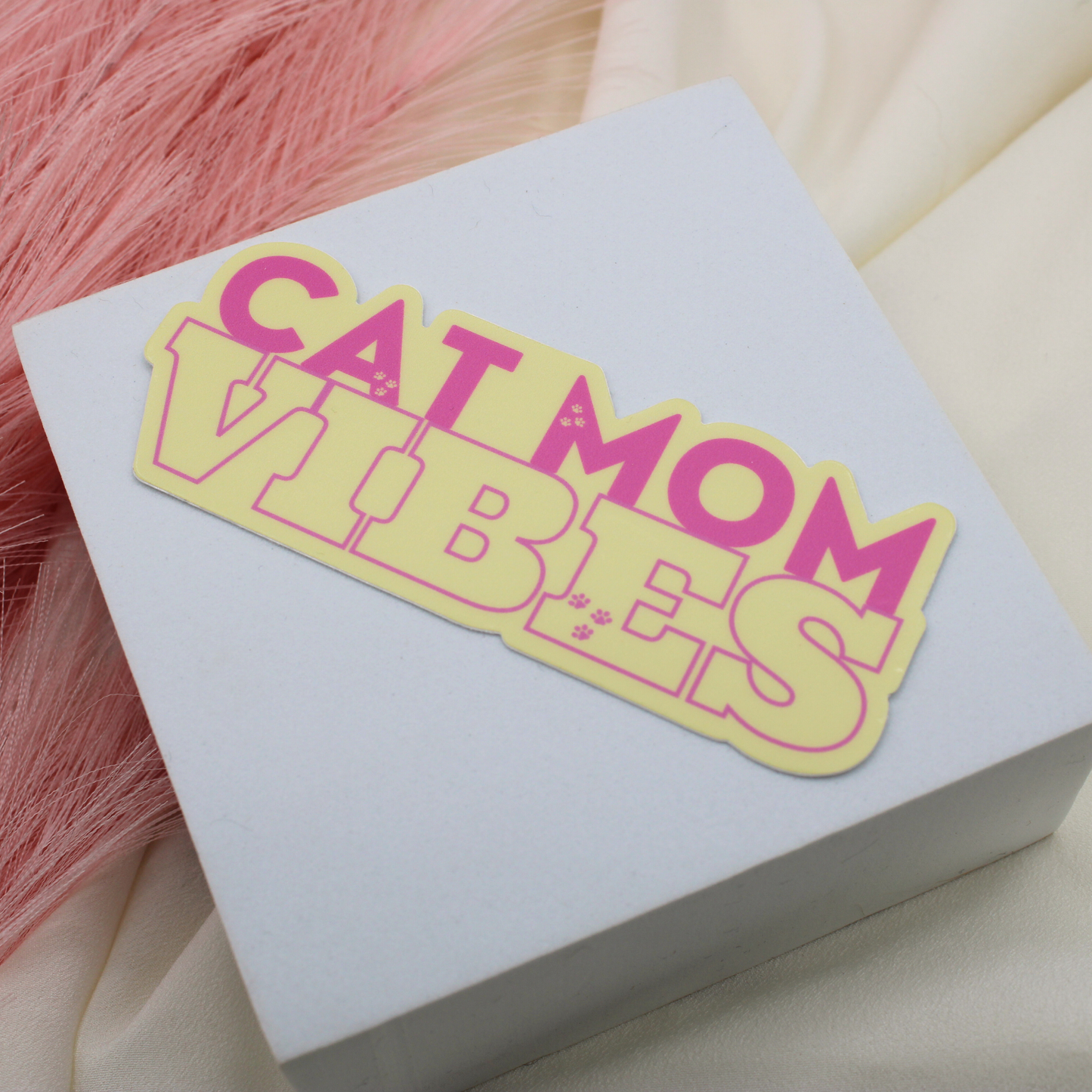 Cat Mom Vibes Vinyl Sticker