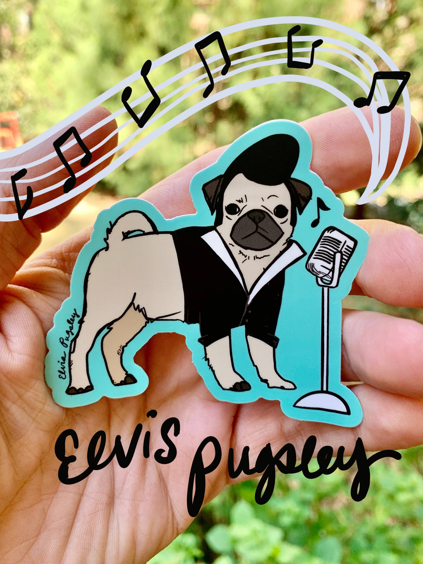 Elvis Pugsley Sticker - Lucky Paws BCS