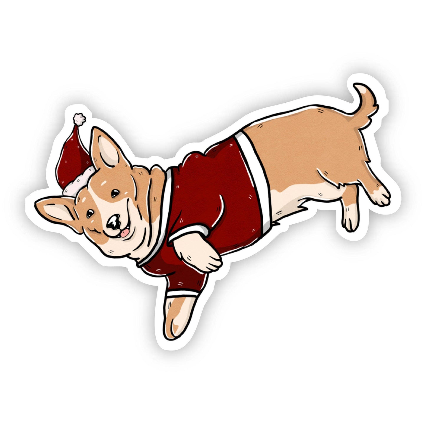 Corgi Santa Sticker - Lucky Paws BCS