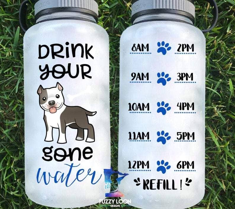 Drink Your Dog Gone Water American Pitbull Water Bottle | 34oz - Lucky Paws BCS  
