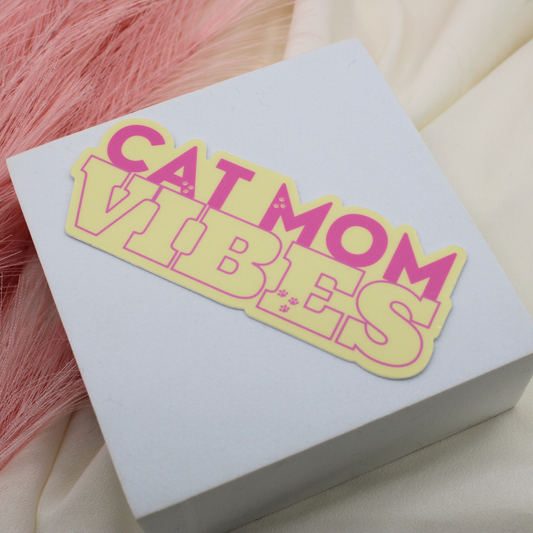 Cat Mom Vibes Vinyl Sticker