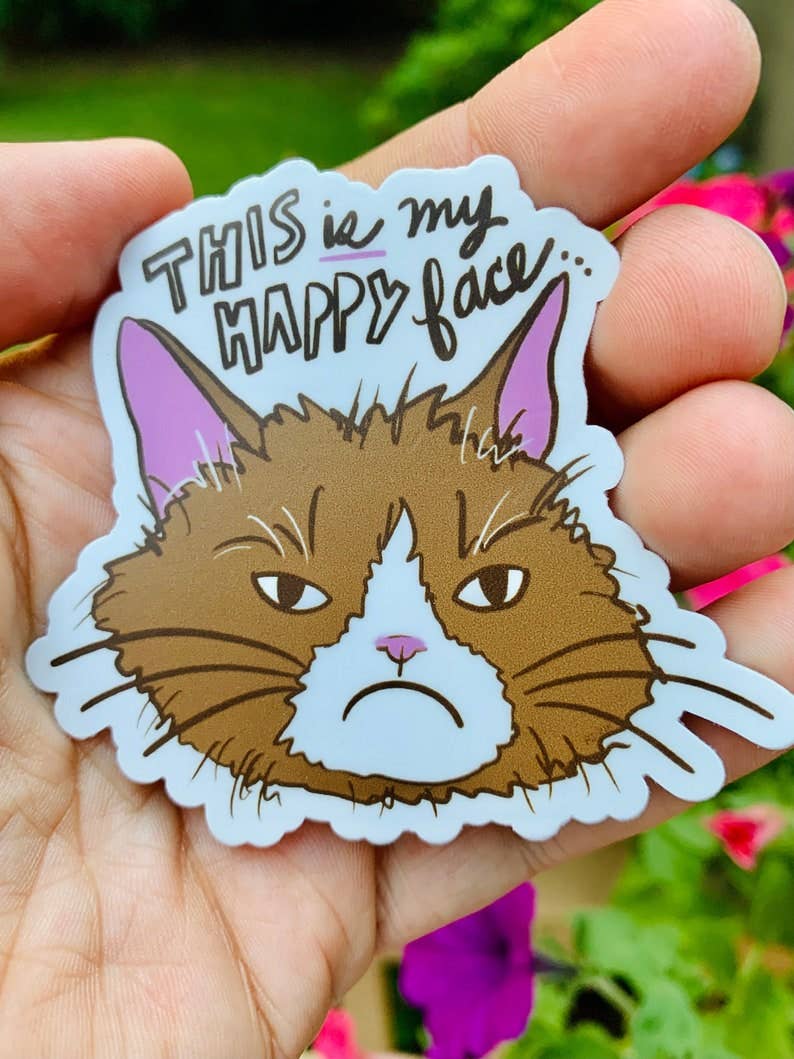 Happy Cat Face Sticker