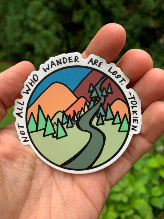 Not All Who Wander Waterproof Sticker - Lucky Paws BCS  