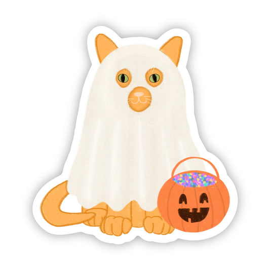 Cat In Ghost Costume Sticker