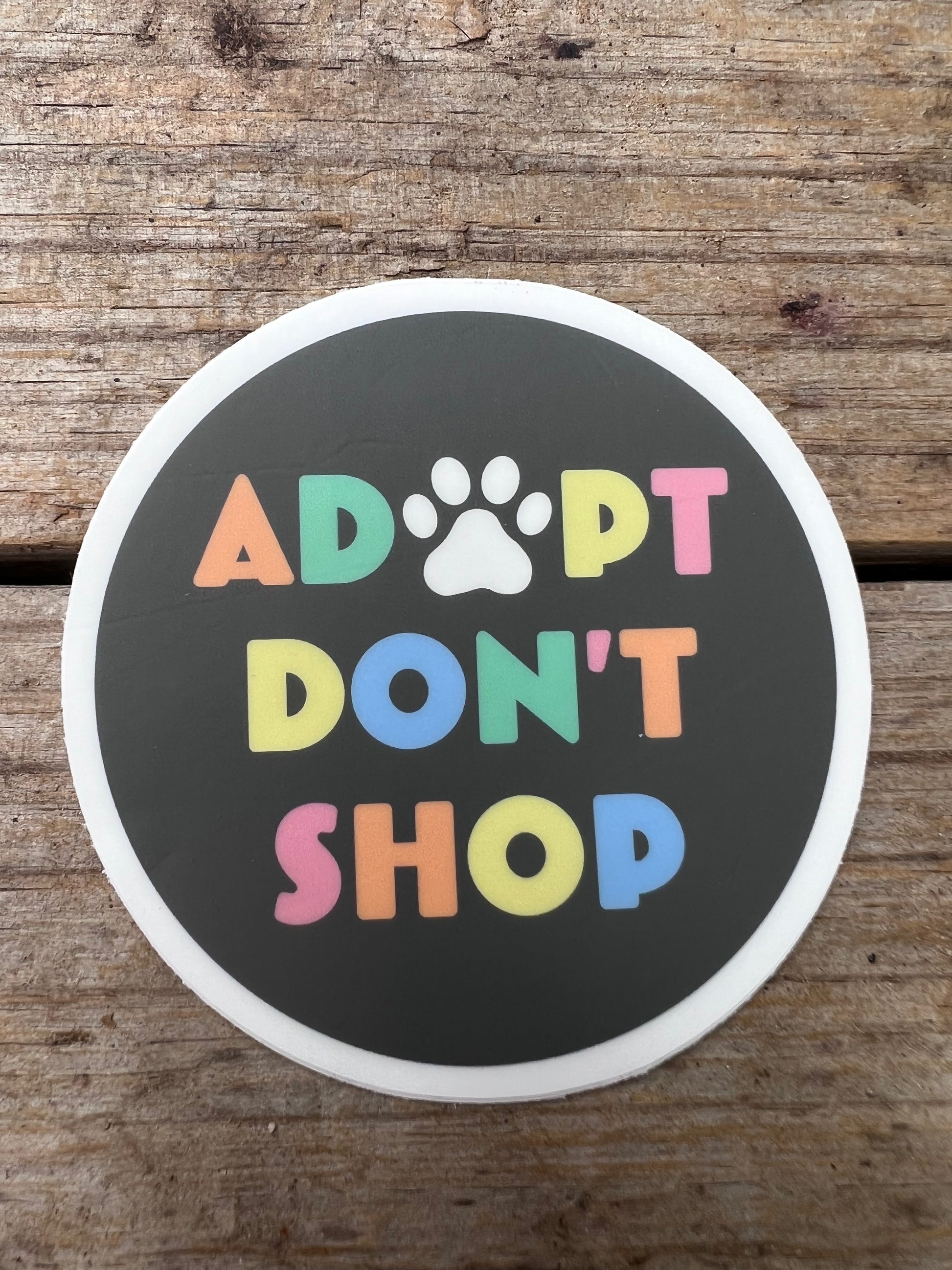 Adopt Don't Shop Multicolor Sticker - Lucky Paws BCS  