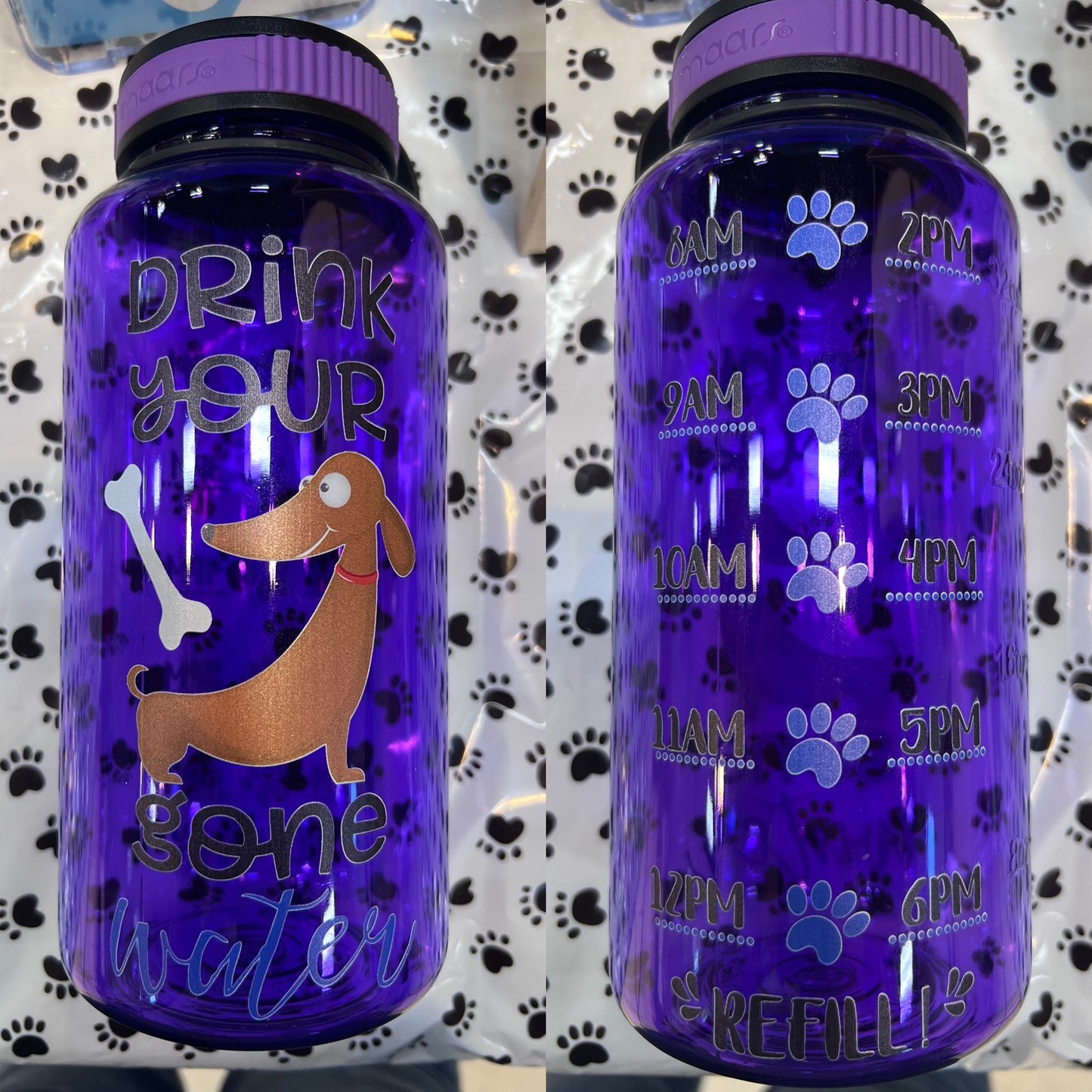 Drink Your Dog Gone Water Dachshund Water Bottle | 34oz - Lucky Paws BCS  
