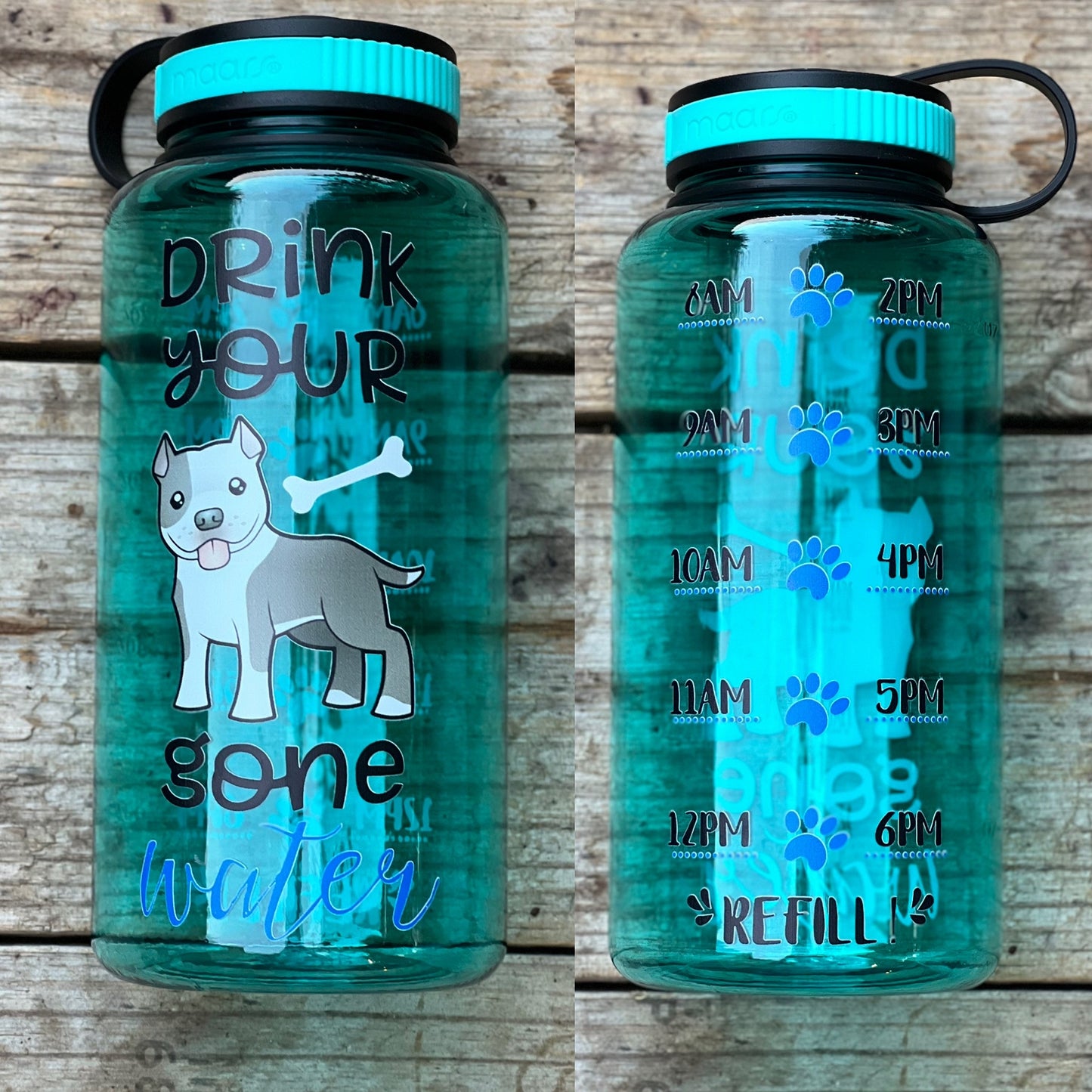 Drink Your Dog Gone Water American Pitbull Water Bottle | 34oz - Lucky Paws BCS  